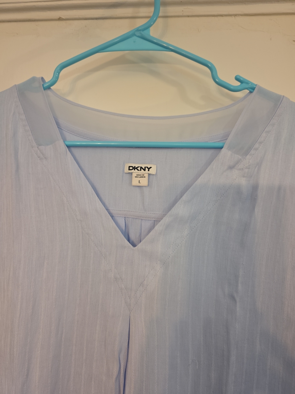 DKNY Light Blue V-Neck Blouse